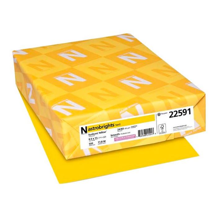 Astrobrights Premium Colored Paper, 8-1/2 x 11 Inches, 24 lbs, Sunburst Yellow, 500 Sheets