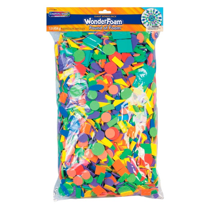 WonderFoam Assorted Shapes, Assorted Colors, 1 Pound Bag
