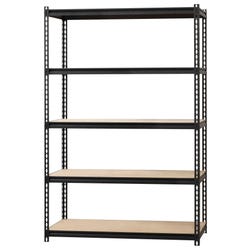 Lorell 2,300 Pound Capacity Riveted Steel Shelving, 5-Shelf, 48 x 24 x 72 Inches, Black