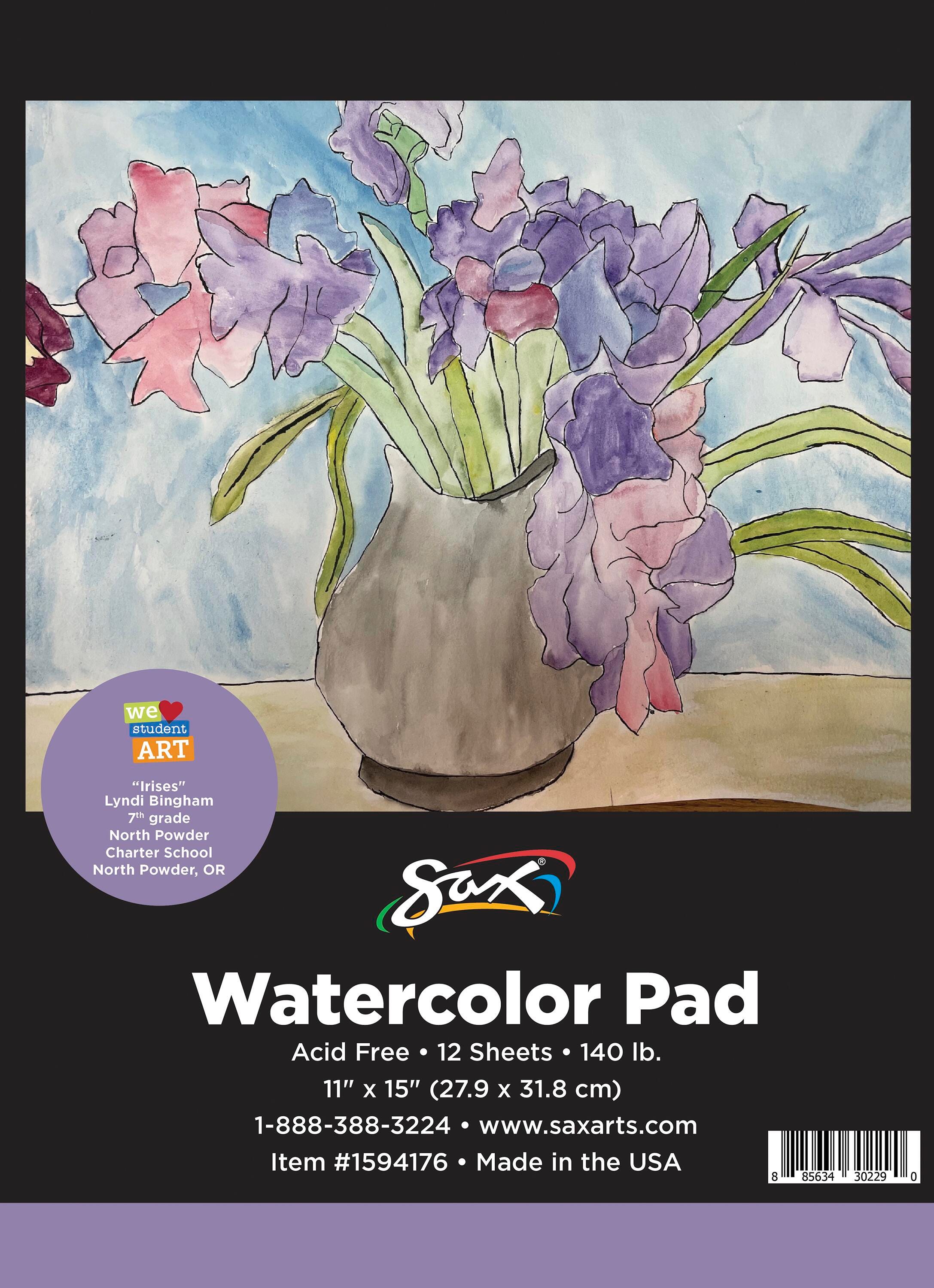 Image for Sax Watercolor Pad, 140 lb, 11 x 15 Inches, White, 12 Sheets from School Specialty