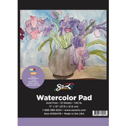 Image for Sax Watercolor Pad, 140 lb, 11 x 15 Inches, White, 12 Sheets from School Specialty
