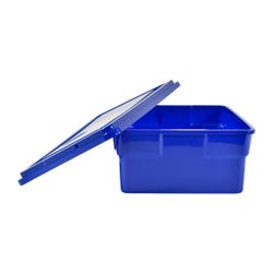 School Smart Medium Storage Bin with Lid, 11 x 16 x 6 Inches, Blue 276841
