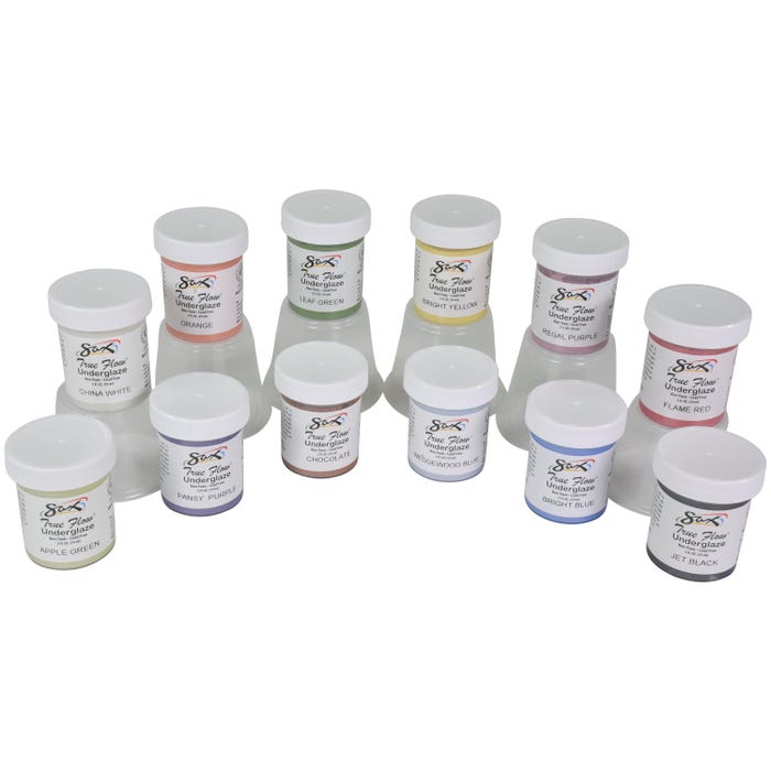 Sax Underglaze Set, 2 Ounce Jars, Assorted Colors, Set of 12