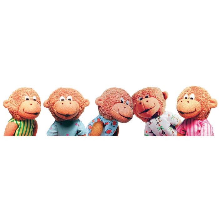 MerryMakers Five Little Monkeys Finger Puppet Playset