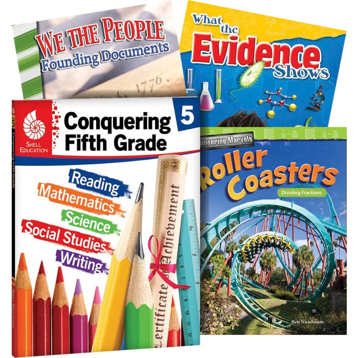 Teacher Created Materials Learn-at-Home Conquering Fifth Grade, Set of 4