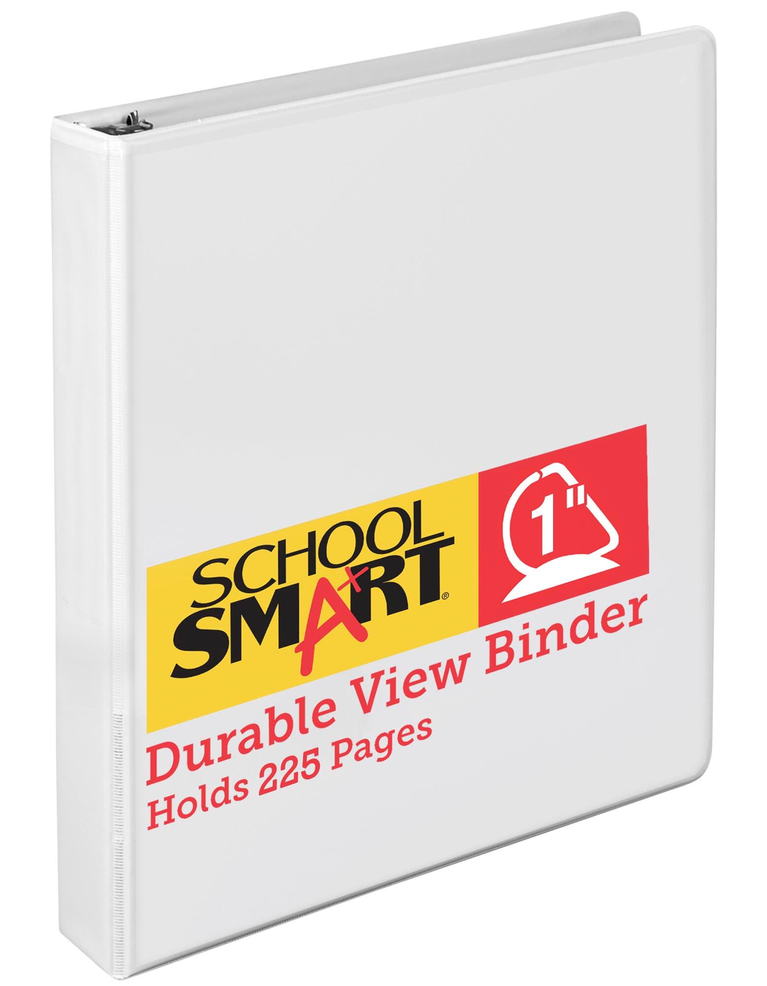 School Smart Durable Polypropylene D-Ring View Binder, 1 Inch, White 2006482