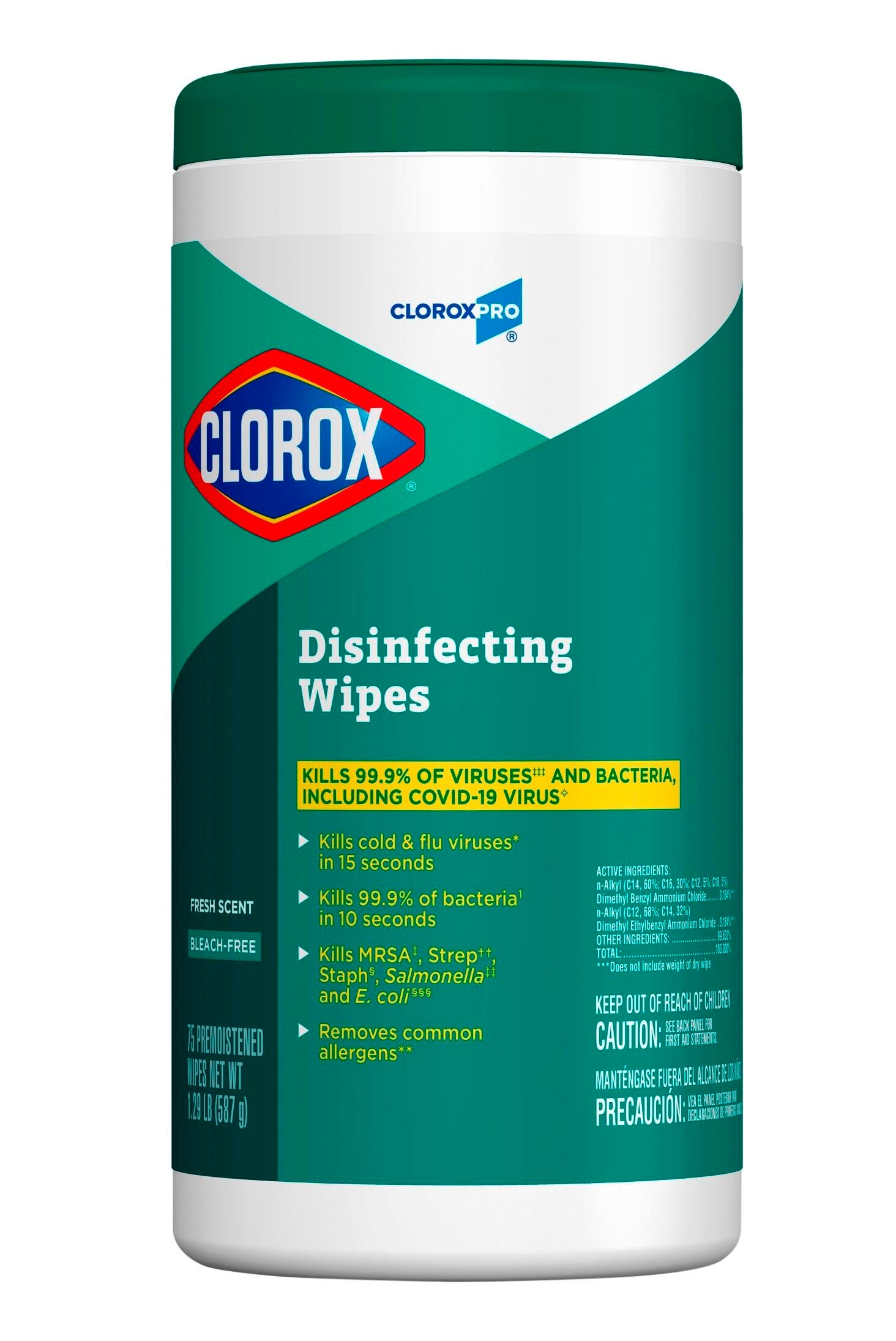 Image for CloroxPro Bleach Free Disinfecting Wipe, Fresh Scent, 75 Wipes from School Specialty
