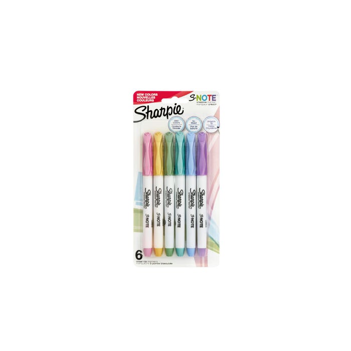 Sharpie S-Note Creative Markers, Chisel Tip, Assorted Colors, Set of 6