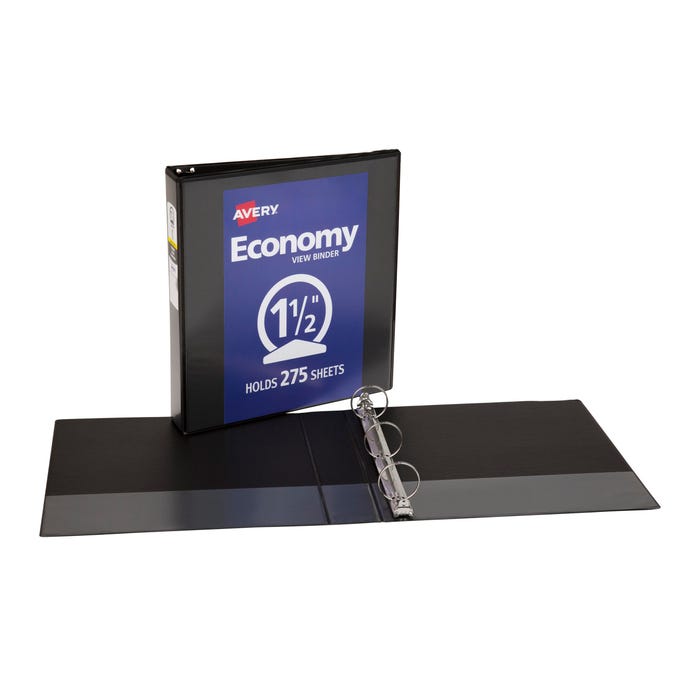 Avery Economy Round Ring View Binder, 1-1/2 Inch, Black