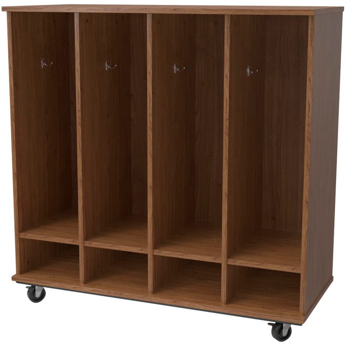 Classroom Select Expanse Series Mobile Locker Cubbies with Bottom Shelves, 2 Hooks Per Cubby