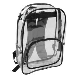 Clear Vinyl Backpack, 16 x 12 x 5 Inches, Black Trim 2116957