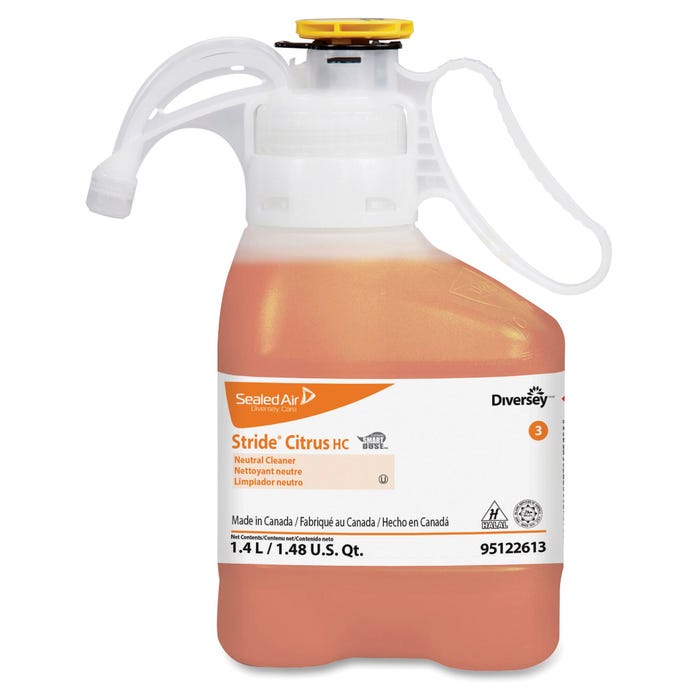 Diversey Stride Citrus HC Neutral Cleaner, 1.4 Liters, Orange, Citrus Scent