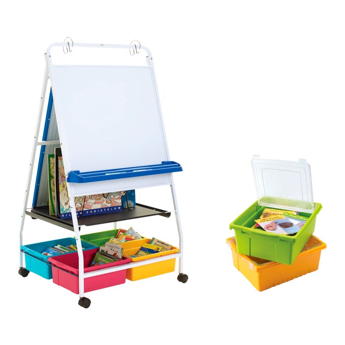 Copernicus Classic Royal Reading Writing Center with Vibrant Tubs and Lids, 33 x 27 x 56-1/2 Inches