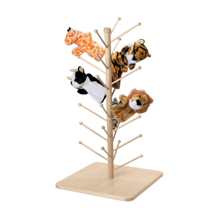 Marvel Education Wooden Puppet Tree, Adjustable, Holds 13 to 26 Hand Puppets