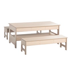 Image for Childcraft Out2Grow Outdoor Oak Poly Table and Bench Set, 48 x 24 x 20 Inches, 2 12-Inch Benches from School Specialty