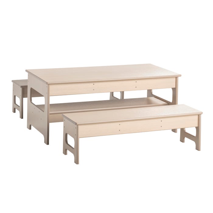 Childcraft Out2Grow Outdoor Table and Bench Set, 48 x 24 x 20 Inches, Two 12-Inch Benches