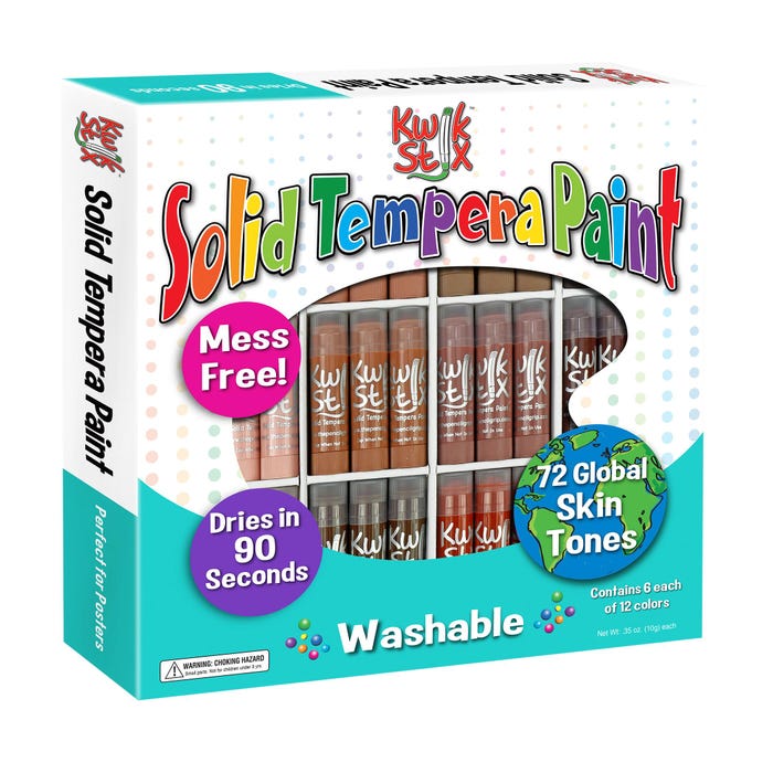 Kwik Stix Solid Tempera Paint, Assorted Global Skin Tones, Pack of 72