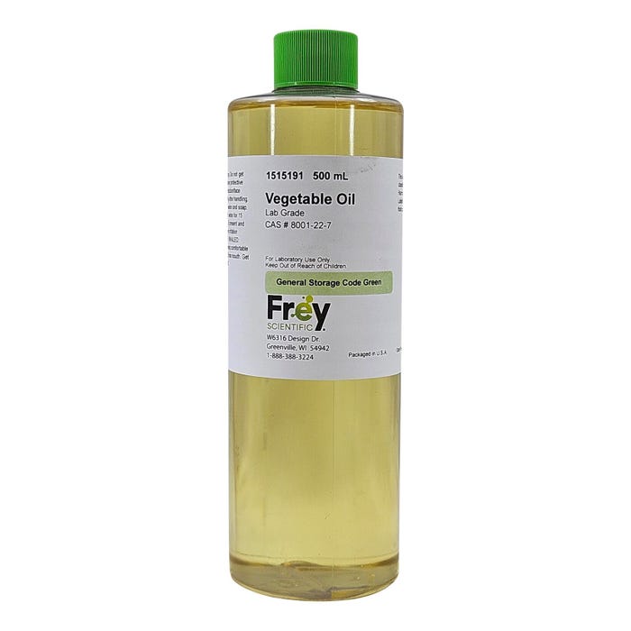 Frey Scientific Vegetable Oil, Lab Grade, 500mL