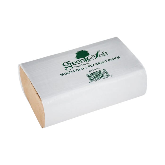 GreenSoft Multi Fold Paper Towels, Brown, Pack of 12