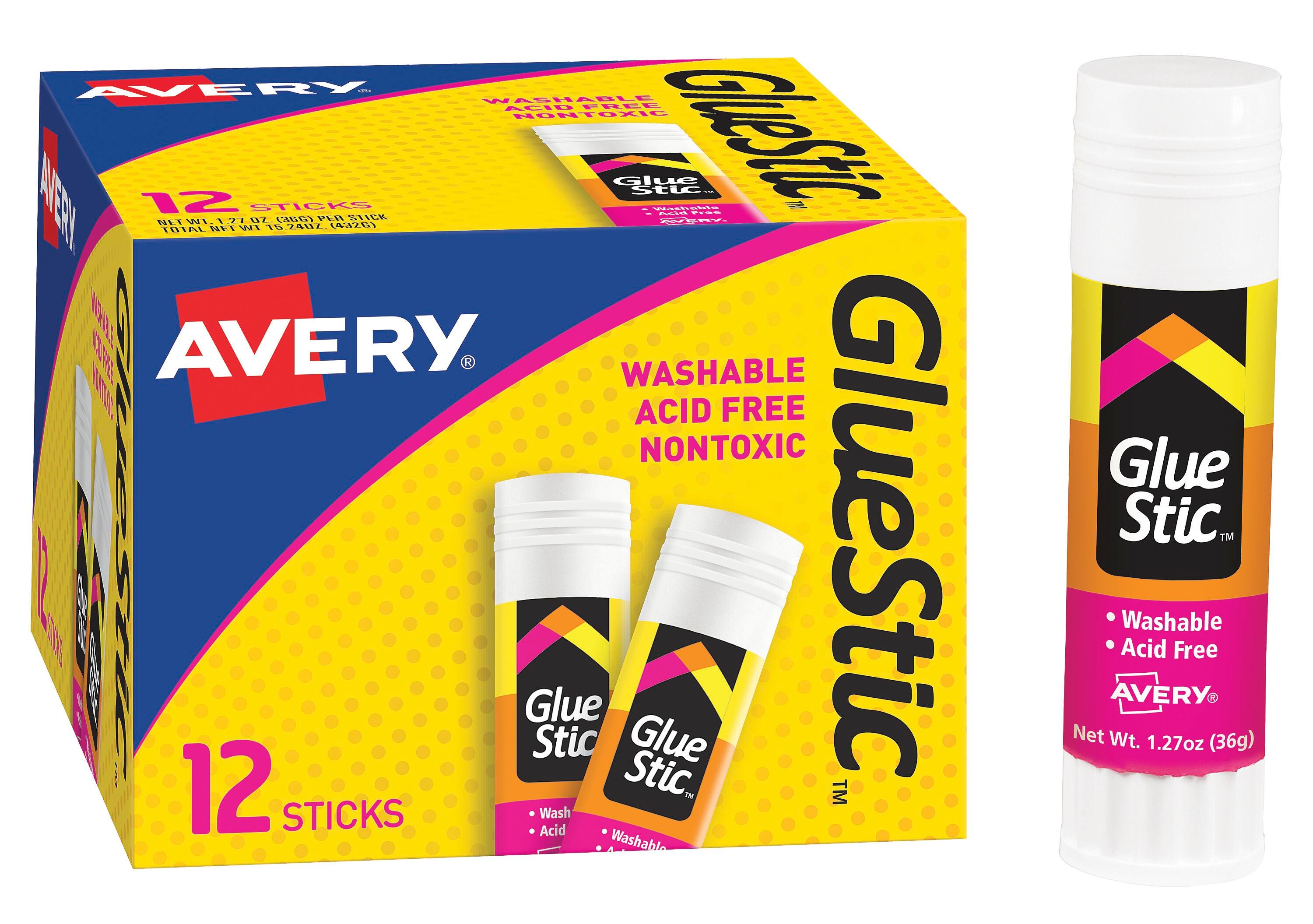 Avery Permanent Glue Stic, 0.26 Ounces, Clear, Pack of 12 1460243