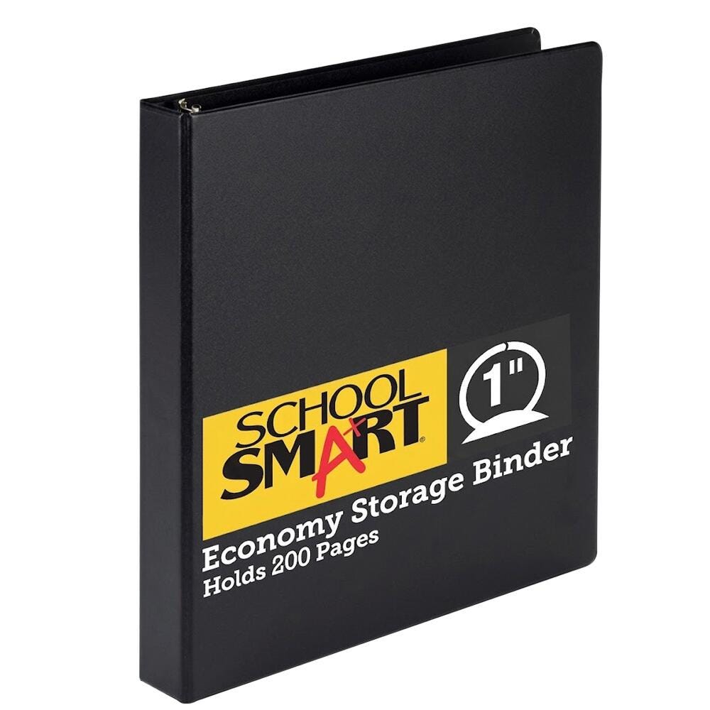 Image for School Smart Round Ring Binder, Polypropylene, 1 Inch, Black from School Specialty