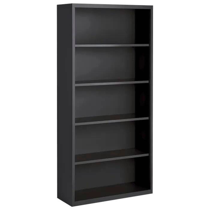 Lorell Fortress Series Steel Bookcase, 5 Shelves, 34-1/2x 12-5/8 x 72 Inches, Charcoal