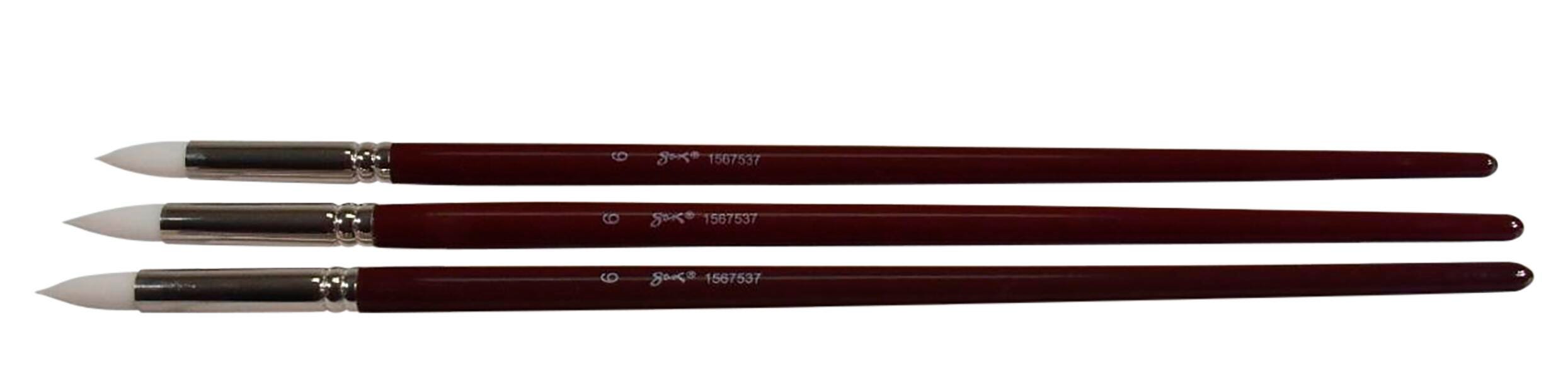 Image for Sax Optimium White Taklon Brushes, Round Type, Long Handle, Size 4, Pack of 3 from School Specialty