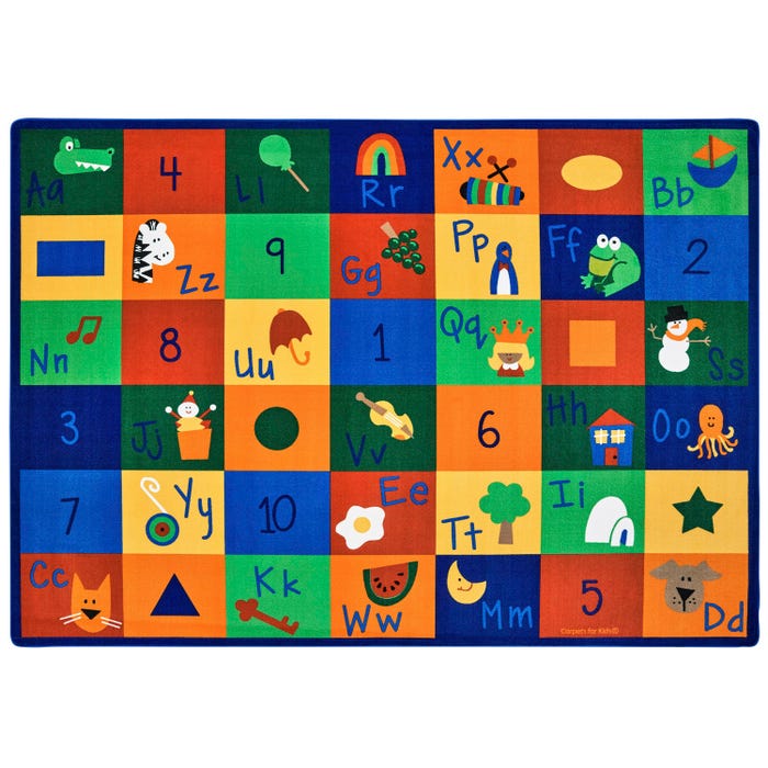 Carpets for Kids Premium Learning Blocks Carpet, Rectangle