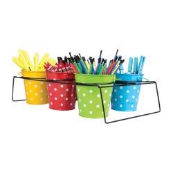 Image for Teacher Created Resources Polka Dot Buckets and Caddy, Set of 6 from School Specialty