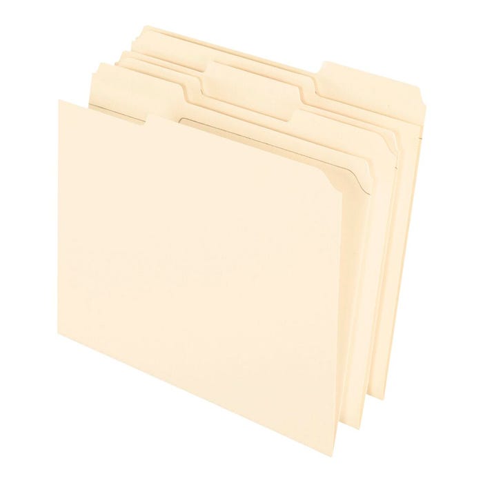 Pendaflex Reinforced File Folder, Letter Size, 1/3 Cut Tabs, Manila, Pack of 100