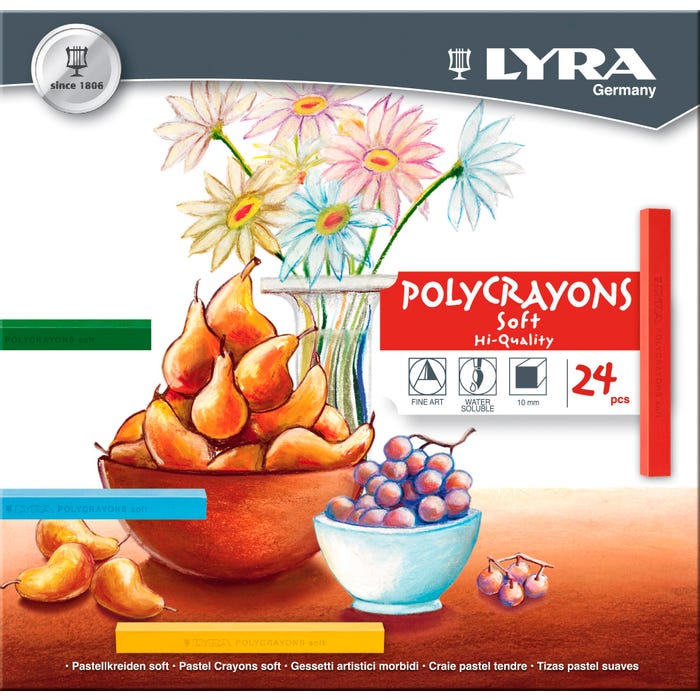 Lyra Polycrayons Soft Pastels, Assorted Colors, Set of 24