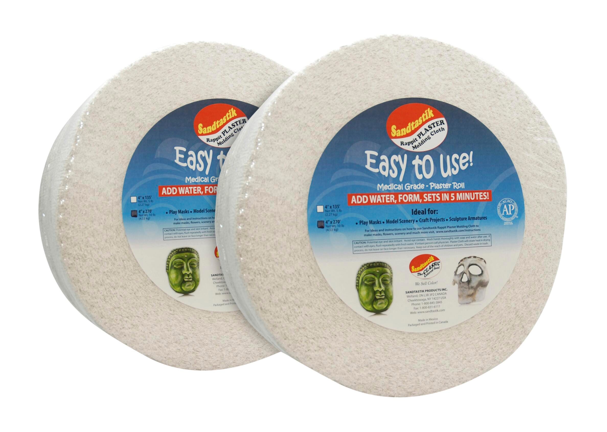 Image for Sandtastik Rappit Plaster Cloth, 4 Inch x 325 Feet Roll, White, Pack of 2 from School Specialty