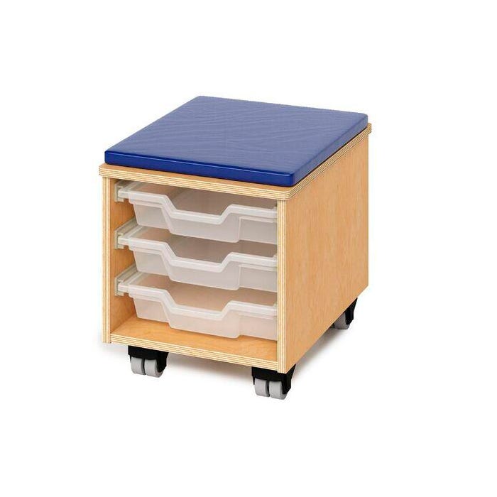 Whitney Brothers Teachers Rolling Stool, 3 Trays, 14-1/2 x 18-1/2 x 16-1/2 Inches