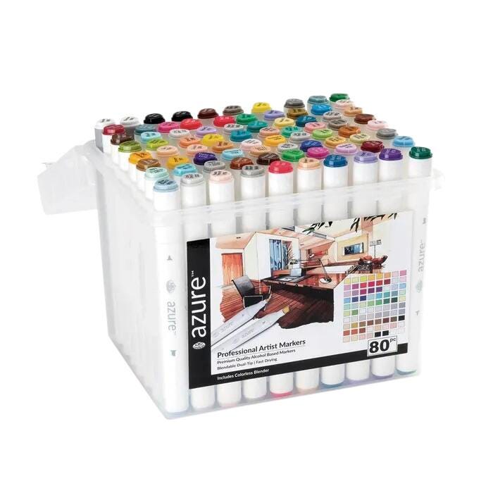 Royal Brush® Azure™ Professional Artist Alcohol Markers - 80-Piece Set 2218289