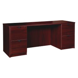 Lorell Prominence Laminate Credenza, Double Pedestal, 66 x 24 x 29 Inches, Mahogany
