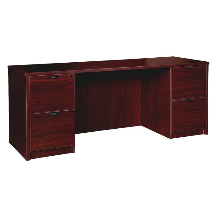 Lorell Prominence Laminate Credenza, Double Pedestal, 66 x 24 x 29 Inches, Mahogany
