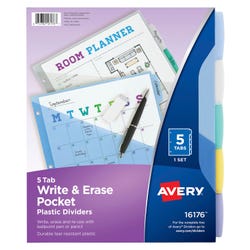 Avery Write & Erase Dividers, 5 Tab, Multi-Color