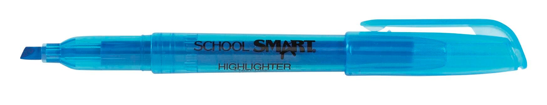 School Smart Pen Style Highlighters, Chisel Tip, Blue, Pack of 12 1298547