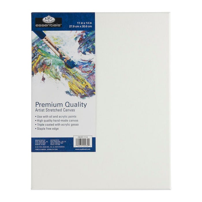 Royal Brush Essentials Stretched Canvas, White, 11 Inches x 14 Inches