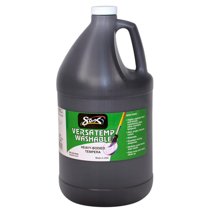 Sax Versatemp Washable Heavy-Bodied Tempera Paint, 1 Gallon, Black