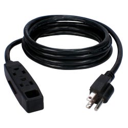 QVS 3-Outlet 3-Prong Power Extension Cord, Black 2136085