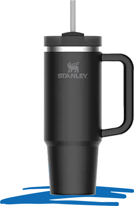 Black Stanley Tumbler with silver logo