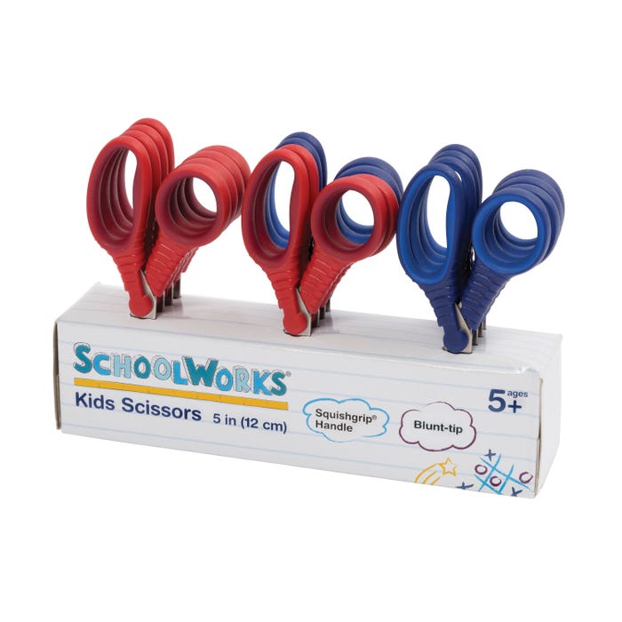 Schoolworks Kids Scissors, 5 Inches, Blunt Tip, Assorted Colors, Set of 12