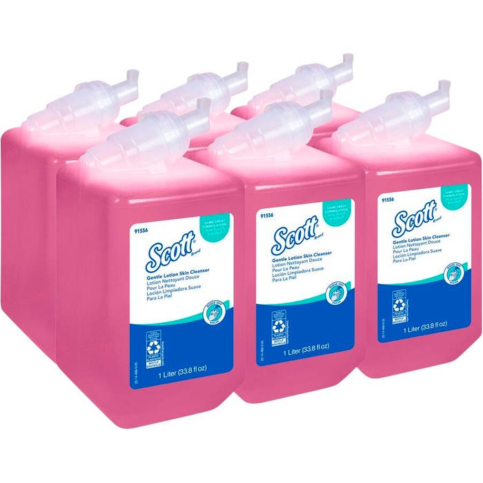 Scott Skin Lotion Cleanser Refill, 1 Liter, Pink, Carton of 6