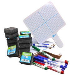 Flipside 2-Sided Rectangular Graph Dry Erase Answer Paddles, Colored Pens and Erasers, Class Pack of 36 Pieces 2132459