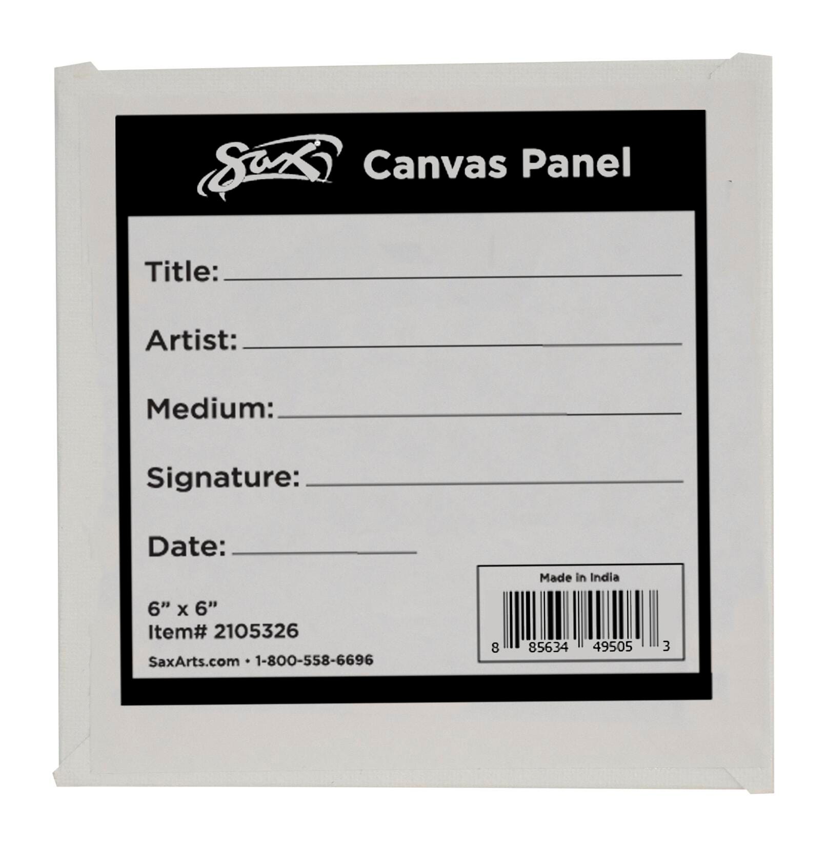Sax Genuine Canvas Panel, 6 x 6 Inches, White 2105326