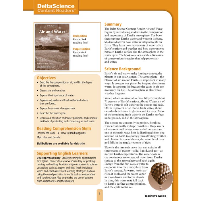 Delta Science Content Readers Air and Weather Red and Purple Teacher's Guide