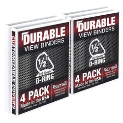 Samsill Durable 1/2 Inch Customizable D Ring Clear View Binder, White, 4 Pack, 125 Pages Capacity 2150083