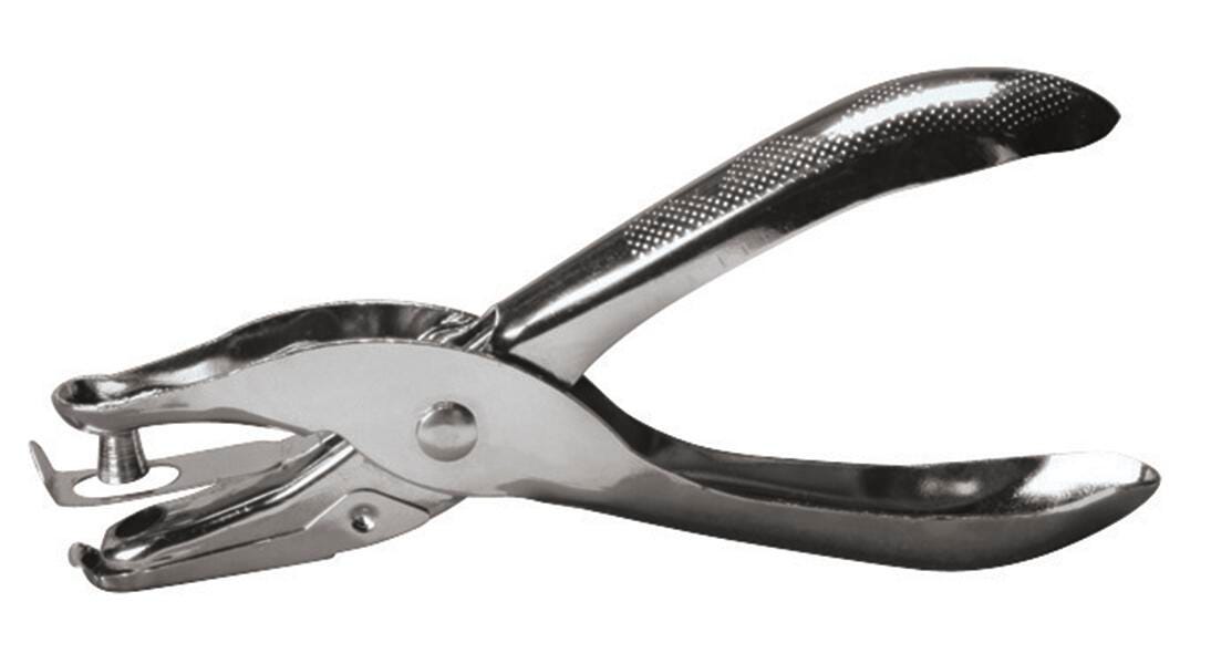 School Smart 1-Hole Paper Punch, 1/4 in, 10 Sheets, Nickel Plated, Item Number 039423