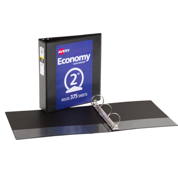 Avery Economy Round Ring View Binder, 2 Inch, Black